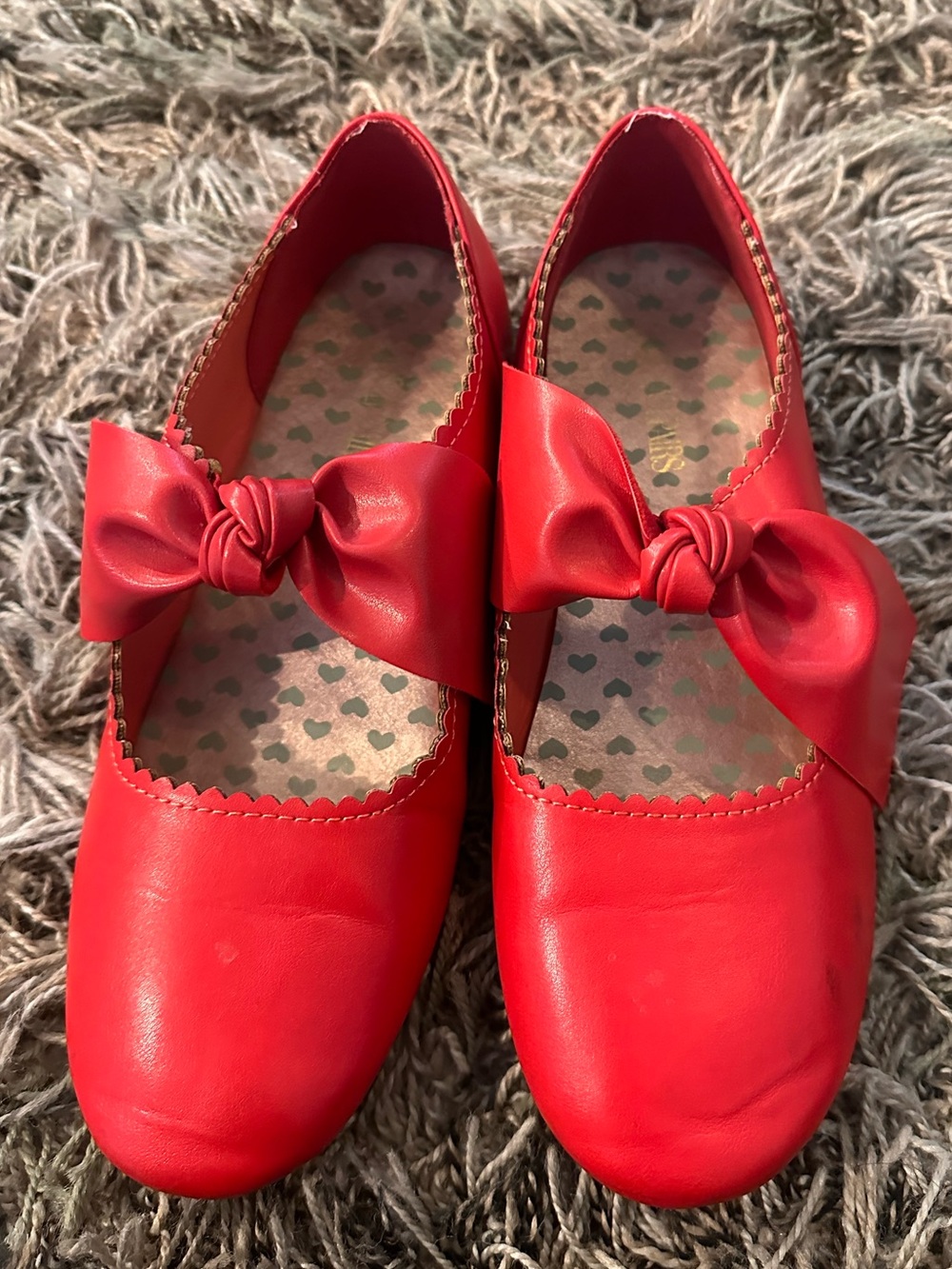 Girls Red Bow Ballet Flats - Size 5